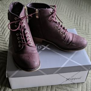 Xappeal burgundy ankle combat boots